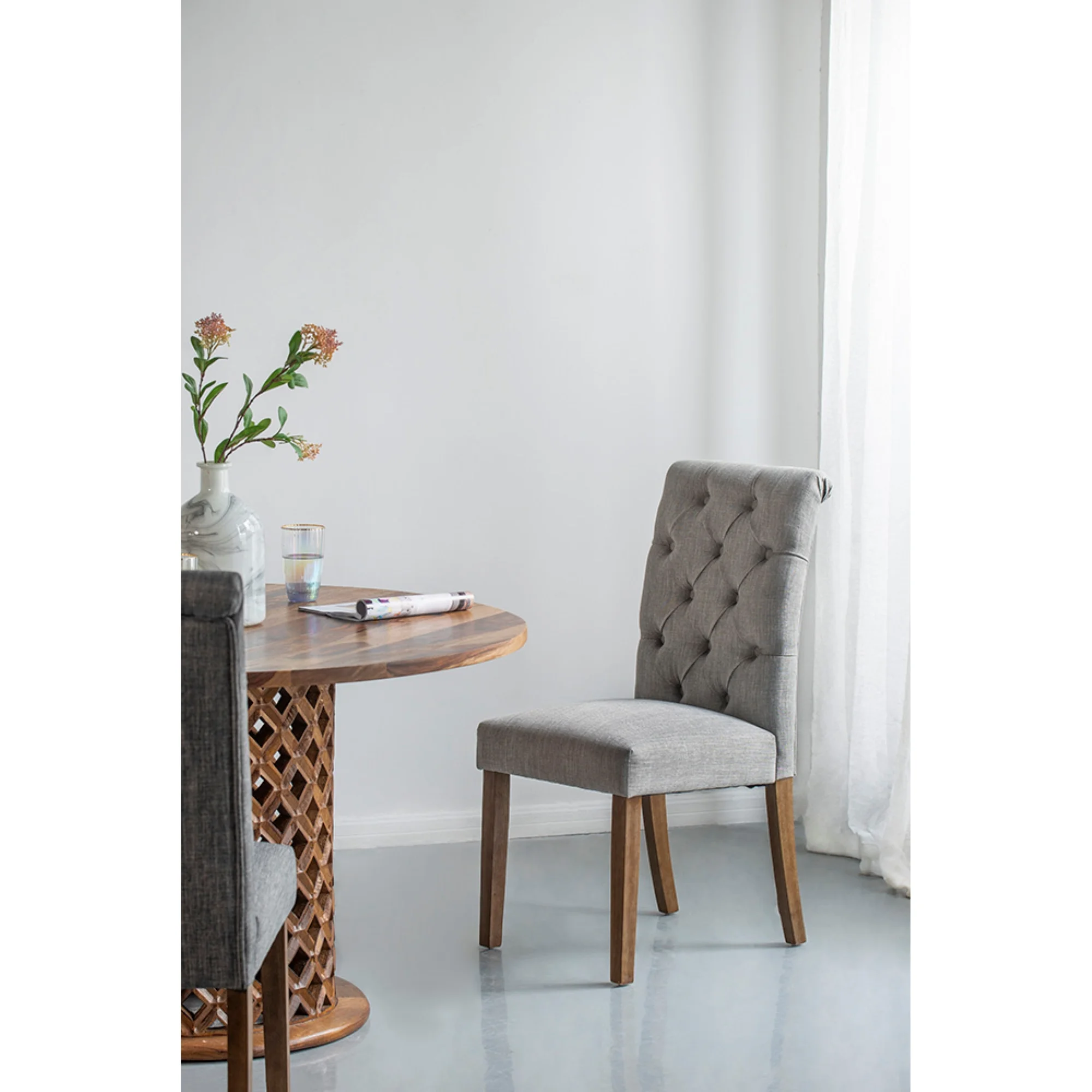 CC Home Furnishings Tufted Back Wooden Dining Chairs with Soft Cushion - 38.5