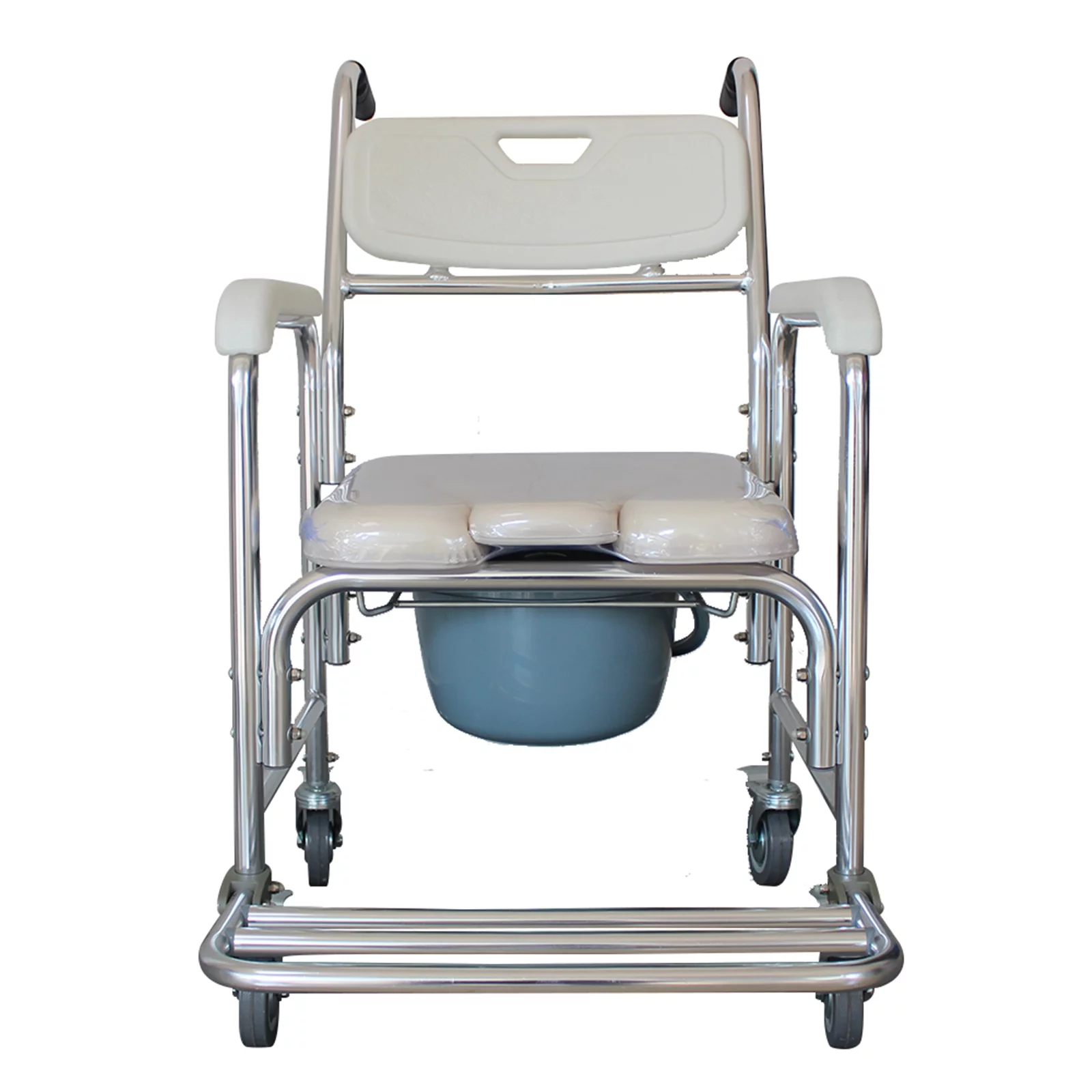 4 in 1 Mobility Multi-Functional Rolling Shower Chair Shower Commode Chair with Soft Padded Waterproof Mobile Over Toilet Chair with 4 Braking Casters Safe for Seniors, Injure