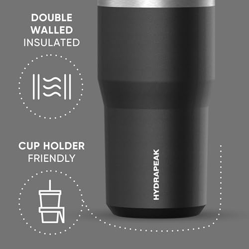 Hydrapeak Nomad 24 oz Tumbler with Handle and Straw Lid, Leakproof, Double Insulated, 24oz Cup Stainless Steel (Blush)