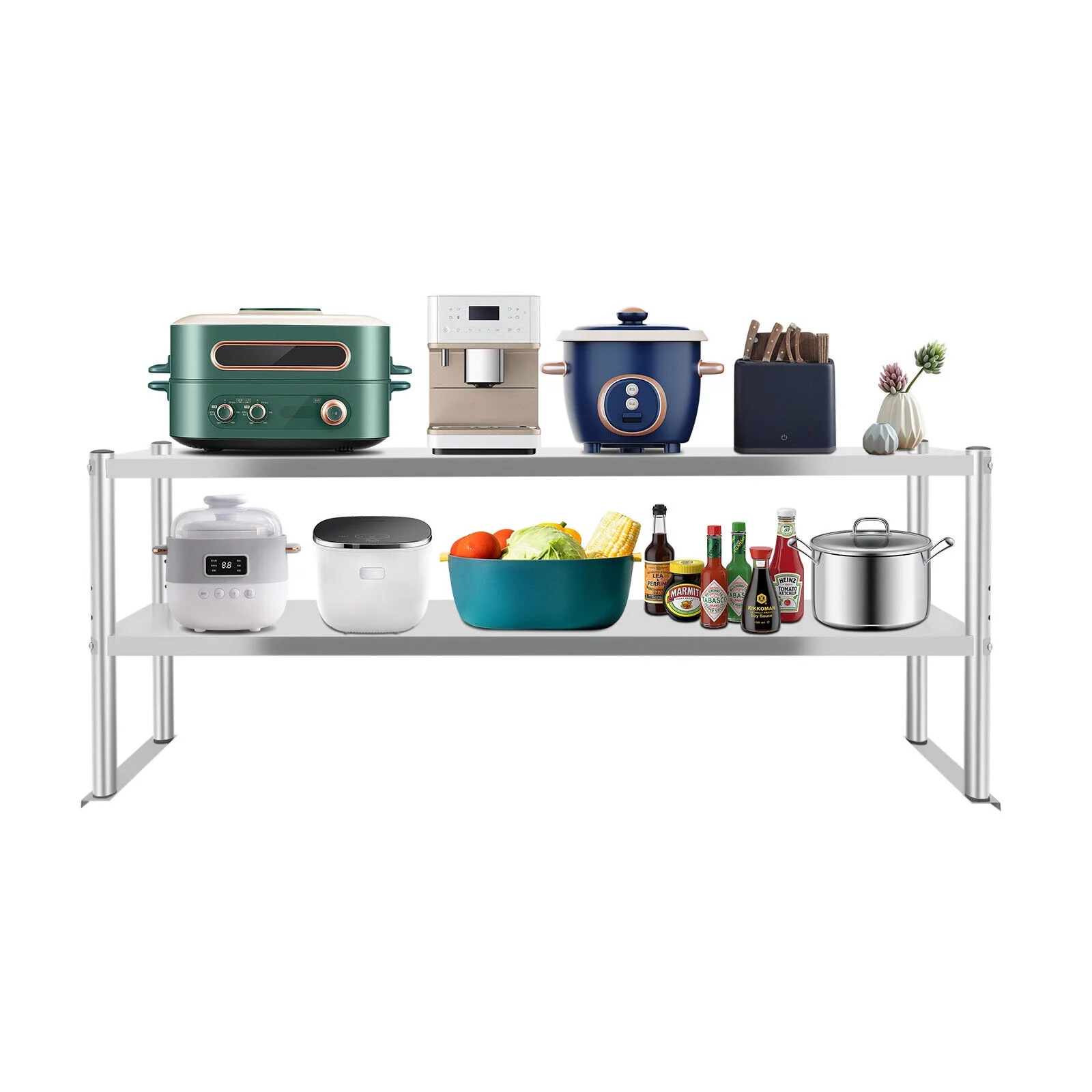 Commercial Stainless Steel Kitchen Prep Table Double Overshelf - 150*30*60cm