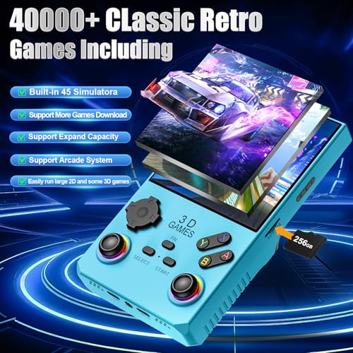 2025 V40MAX Upgraded Retro Handheld Game Console, Built in 40,000+Classic Games, 40+Simulators, Linux System, 4.0-inch 4K HD IPS Screen Video Player, 256GB, Portable Pocket Arcade Console(Black)