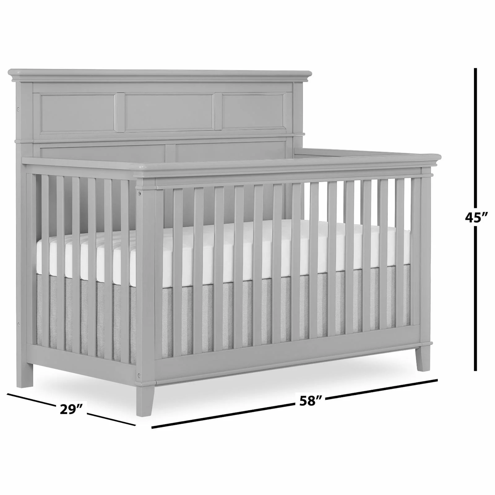 Dream On Me Blue Ridge 4 in 1 Convertible Crib in Pebble Grey, Three Mattress Height Settings