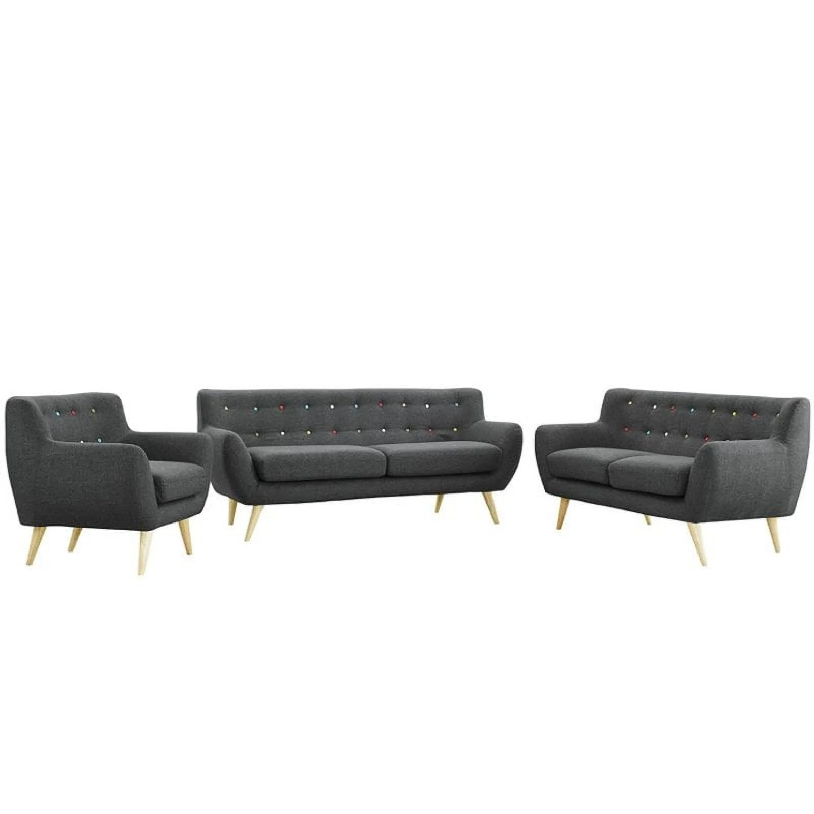 Allora 3 Piece Sofa Set in Gray