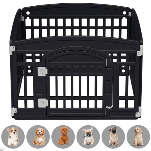 Pet Playpen for Dogs Heavy Plastic Puppy Exercise Pen Indoor Outdoor Small Pets Fence Puppies Folding Cage 6 Panels for Puppies and Small Dogs House Supplies (White 6*Panel)