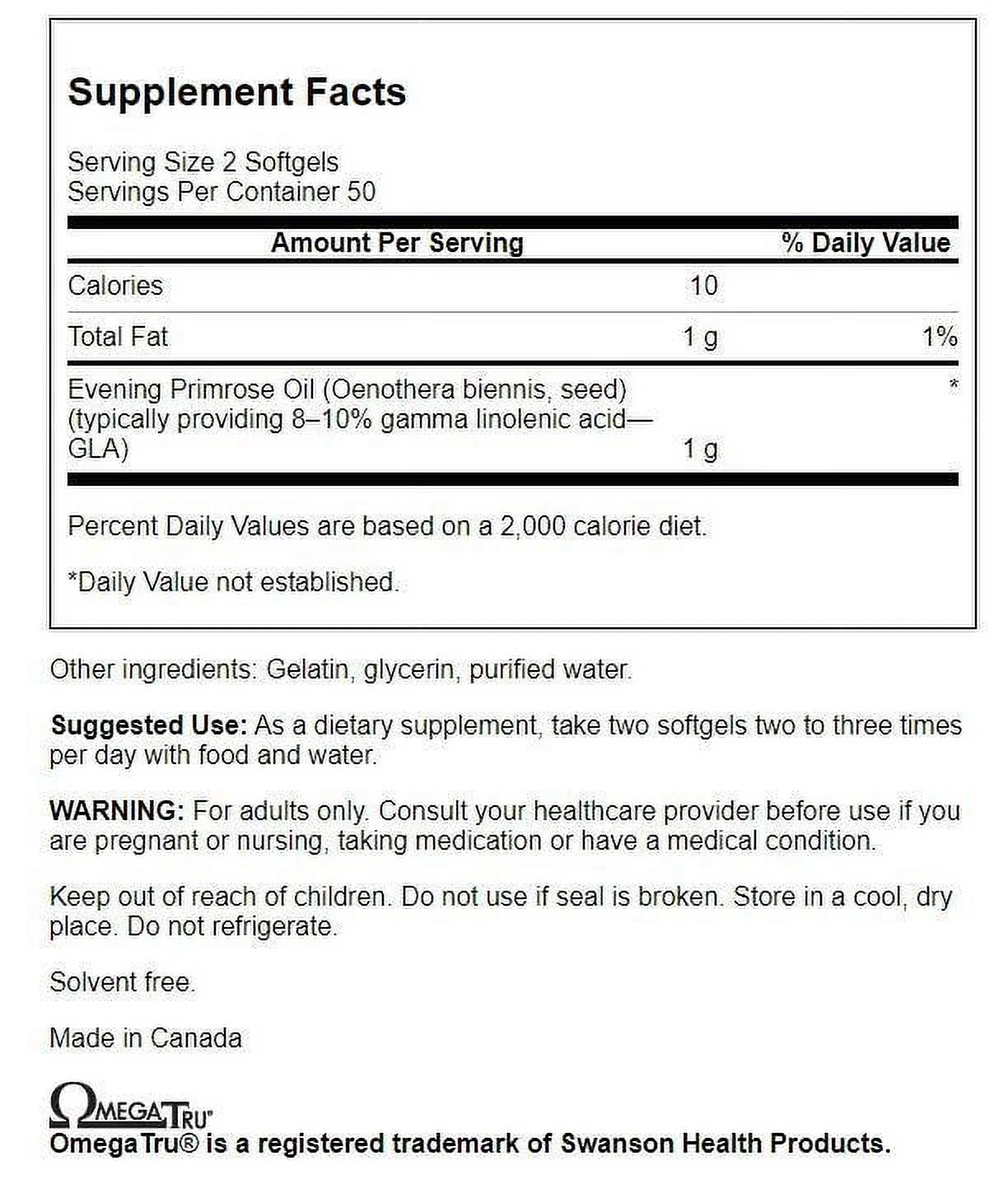 Swanson Evening Primrose Oil 500 mg 100 Sgels 2 Pack