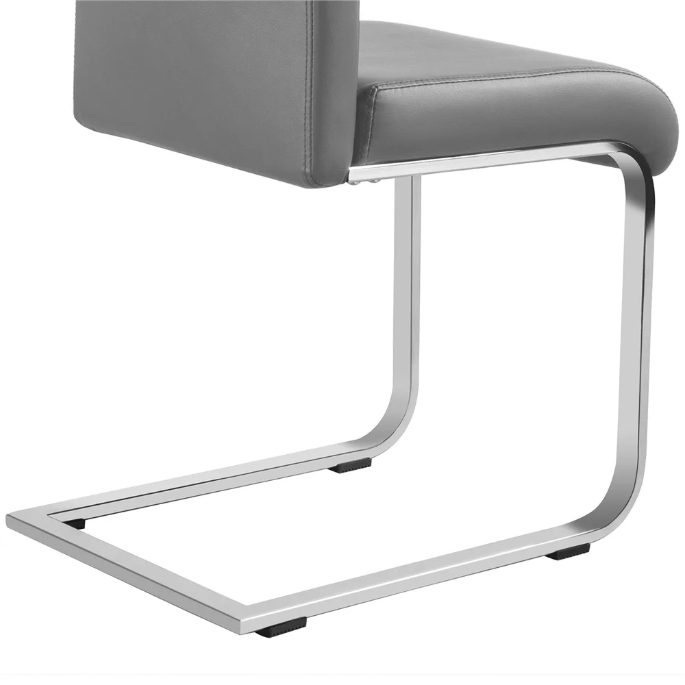 Easyfashion Modern Set of 2 PU Leather Dining Chair, Light Gray