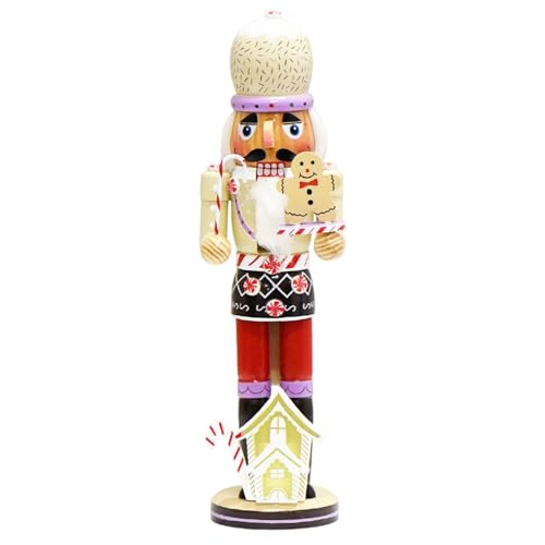Gingerbread Nutcracker Figures 14 Inch Nutcracker Christmas Decor Traditional Wooden Nutcracker Ornaments for Desktop Table Shelves Collectible Xmas Decor(Gingerbread B)