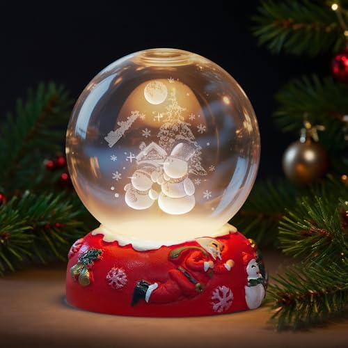 L LOHAS LED 7 Colors 40mm Ice Cracked Balls Crystal Chakra Balls with LED Wooden Base Glass Healing Sphere Balls with Stand Night Light Decoration Quartz for Home Living Room