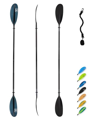 OCEANBROAD Kayak Paddle 86in/218cm, 90.5in/230cm, 95in/241cm Alloy Shaft Kayaking Boating Canoeing Oar with Paddle Leash