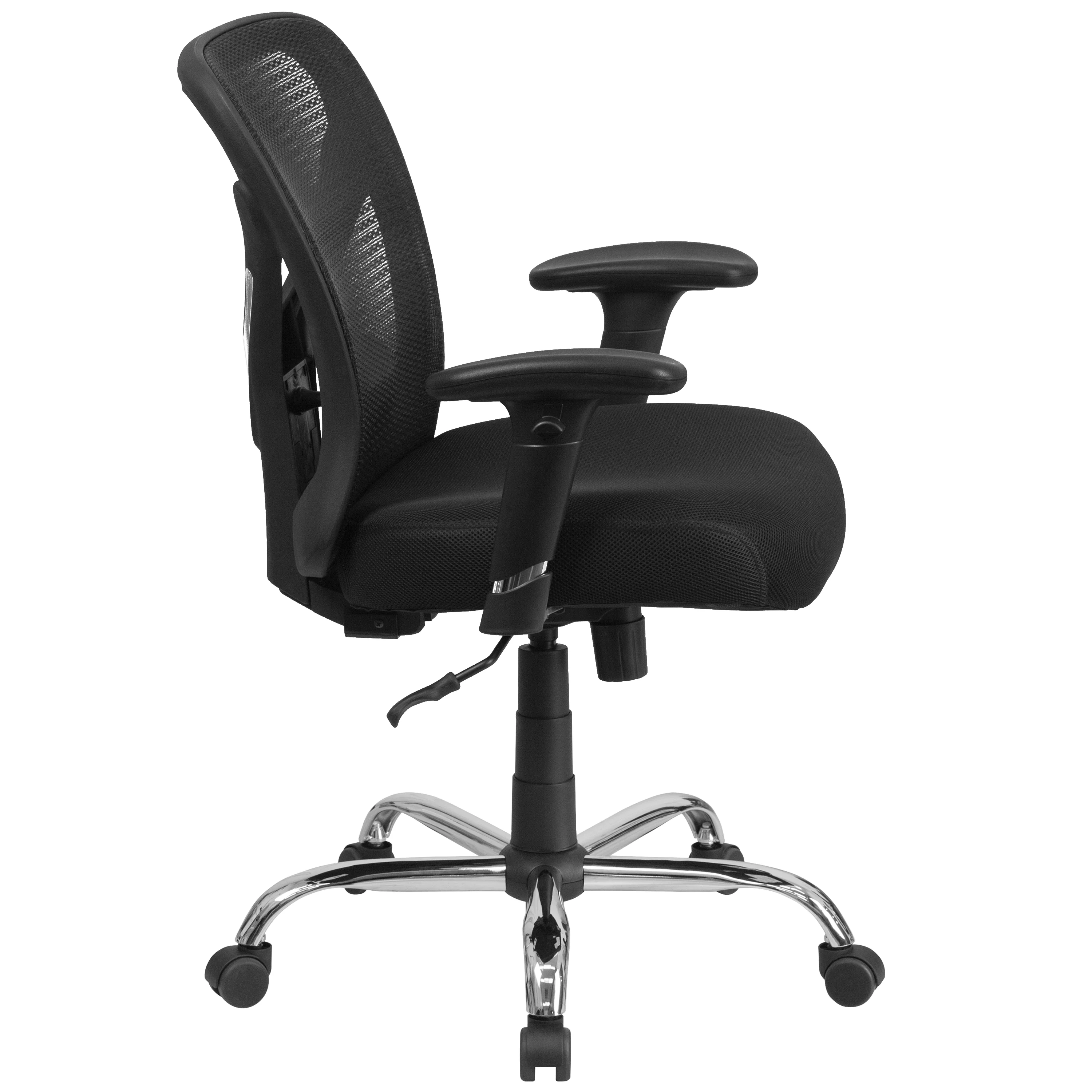 BizChair Big & Tall 400 lb. Rated Black Mesh Swivel Ergonomic Task Office Chair with Height Adjustable Back and Arms