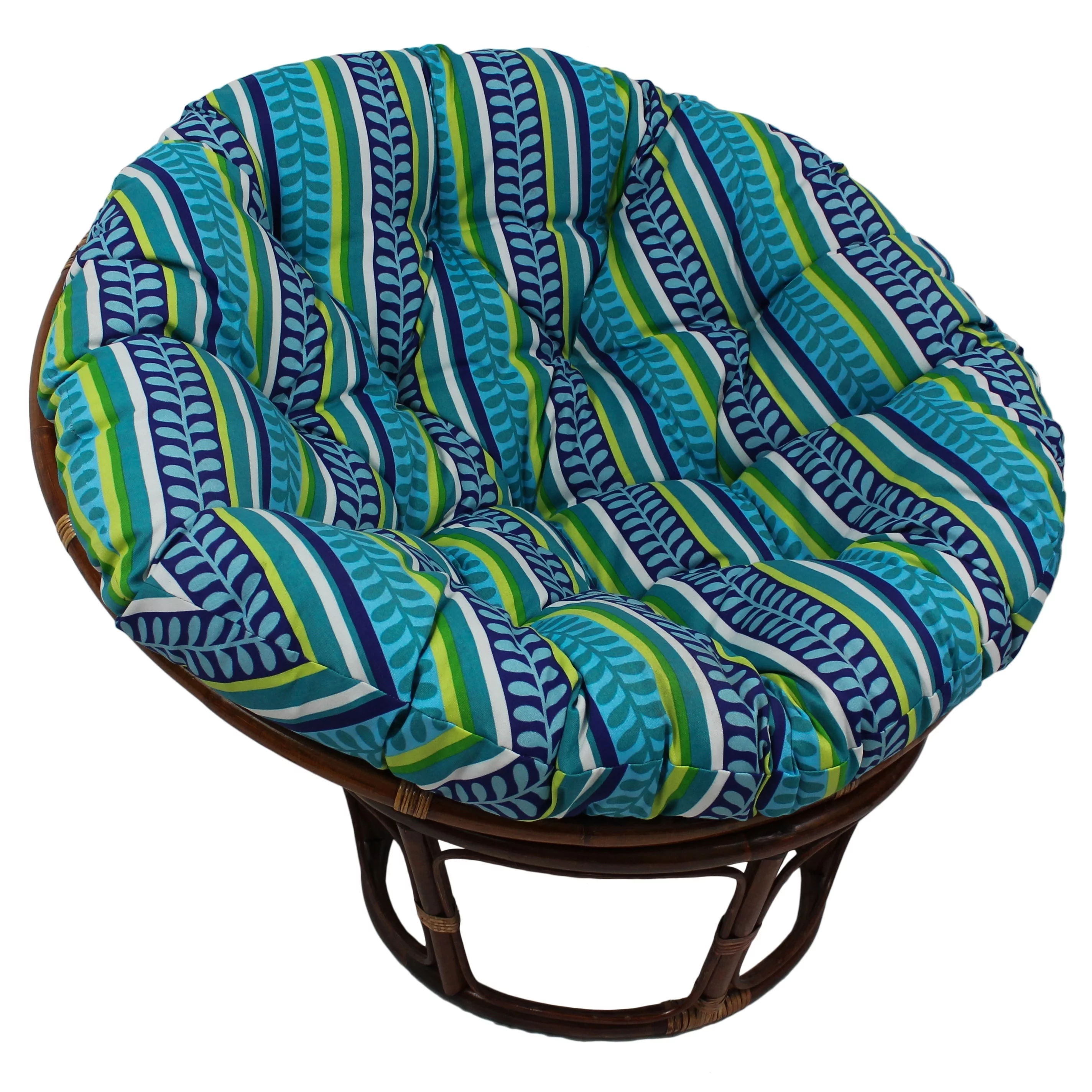 Blazing Needles  52 in. Patterned Outdoor Spun Polyester Papasan Cushion, Pike Azure