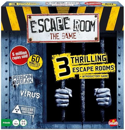 Goliath Games Presents: Escape Room - The Game | 3 Thrilling Escape Rooms in Your Own Home! | Board Games for Adults | for 3-5 Players | Ages 16+ | Styles May Vary