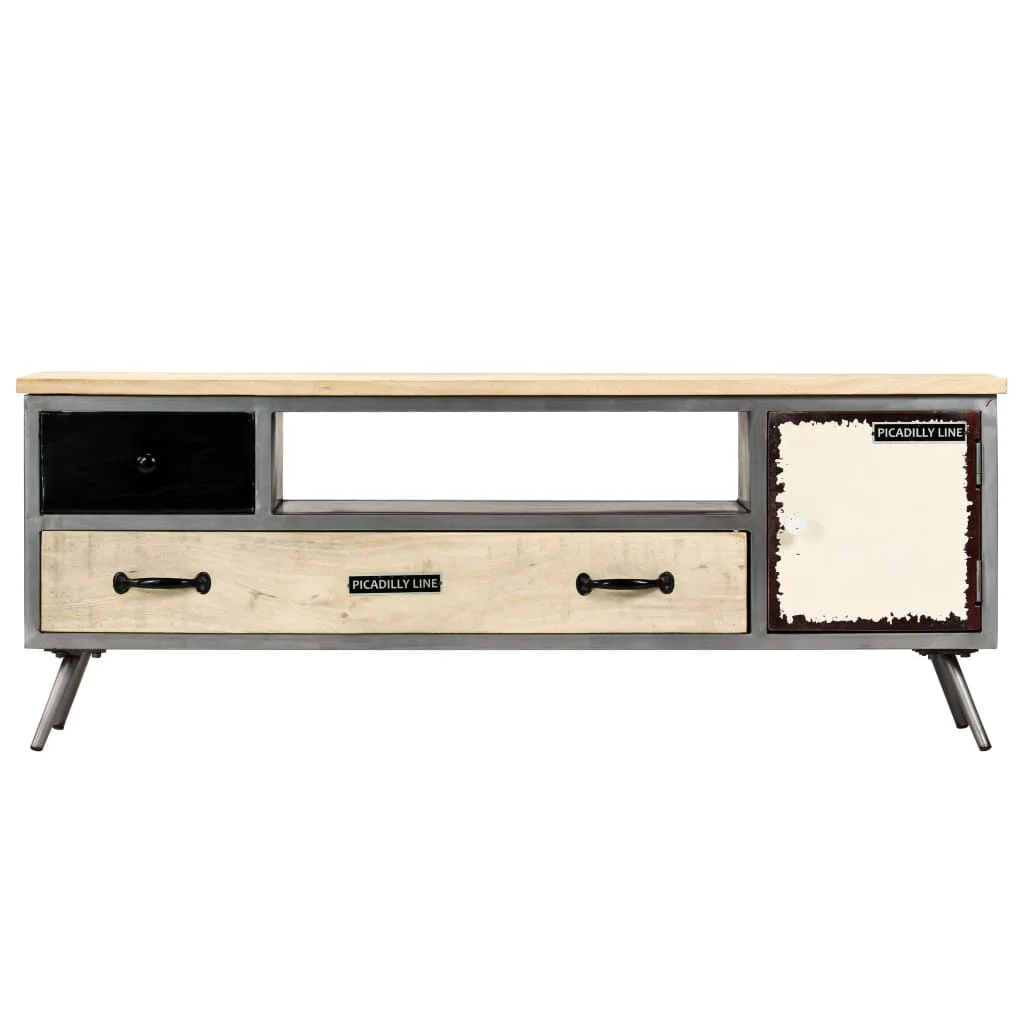 TV Stand Solid Wood Mango and Steel 47.2