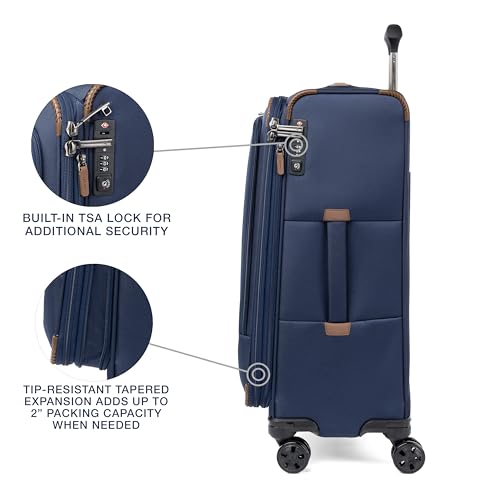 Travelpro Crew Classic Lightweight Softside Expandable Checked Luggage, 8 Wheel Spinner Suitcase, TSA Lock, Men and Women, Checked Large 29-Inch, Patriot Blue