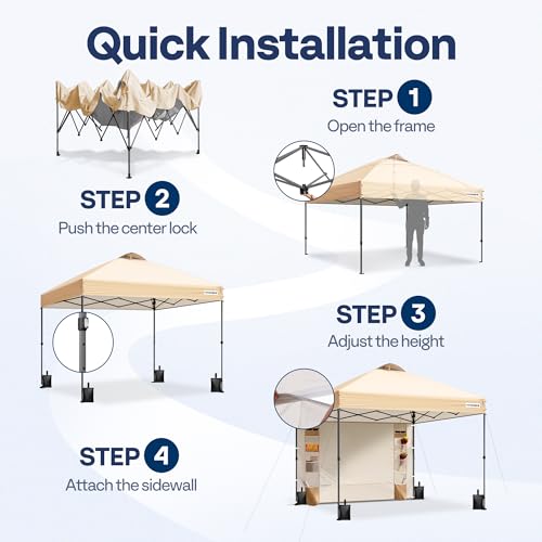 VIVOHOME 10x10ft Pop Up Canopy Tent One Push Setup Outdoor Portable Shelter Tent Heavy Duty with Wheel Carry Bag and 4 Sandbags, White