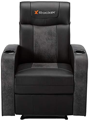 X Rocker Gamma Recliner Gaming Chair, 2.1 Bluetooth Audio System, Headrest Mounted Speakers, Built-in Footrest and Cupholder, 718001, 34.84