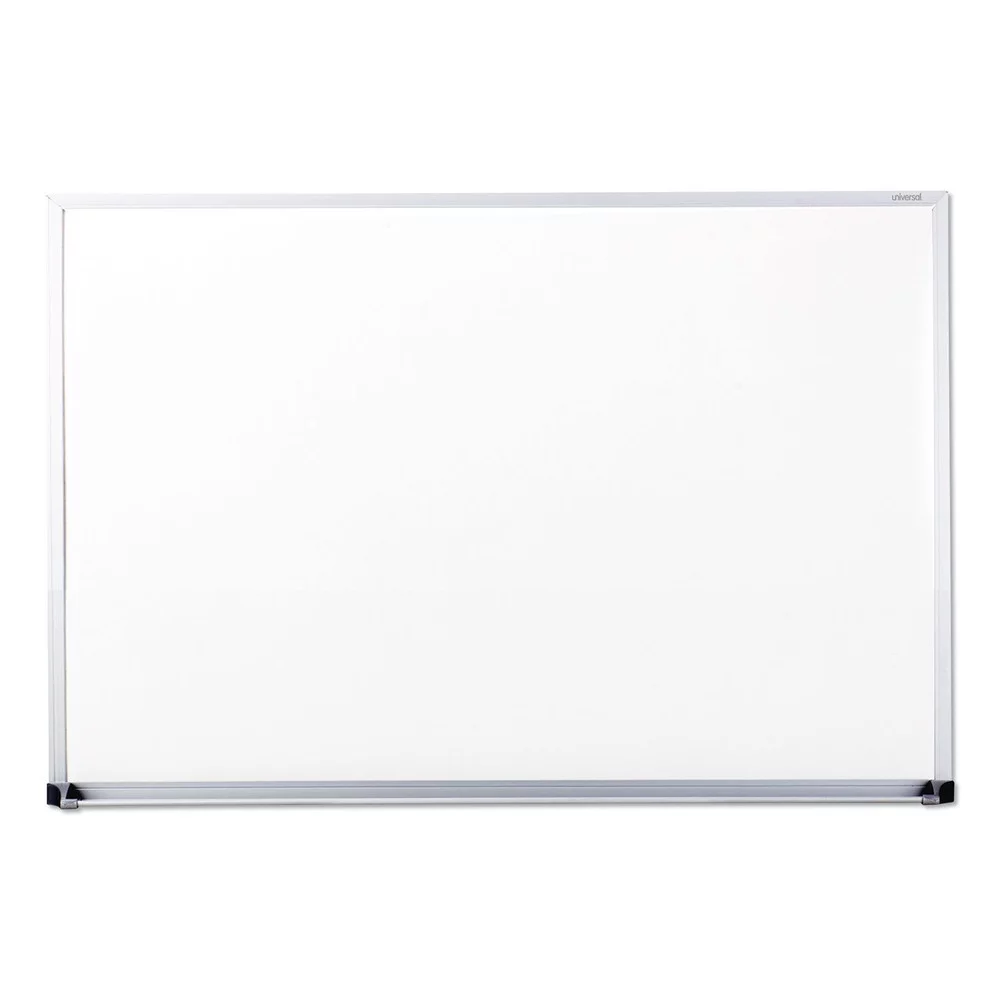 Universal UNV43623 36 in. x 24 in. Melamine Dry Erase Board with Anodized Aluminum Frame - White Surface