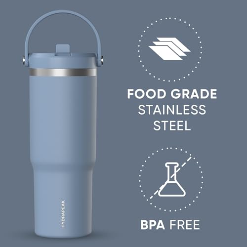 Hydrapeak Nomad 24 oz Tumbler with Handle and Straw Lid, Leakproof, Double Insulated, 24oz Cup Stainless Steel (Blush)
