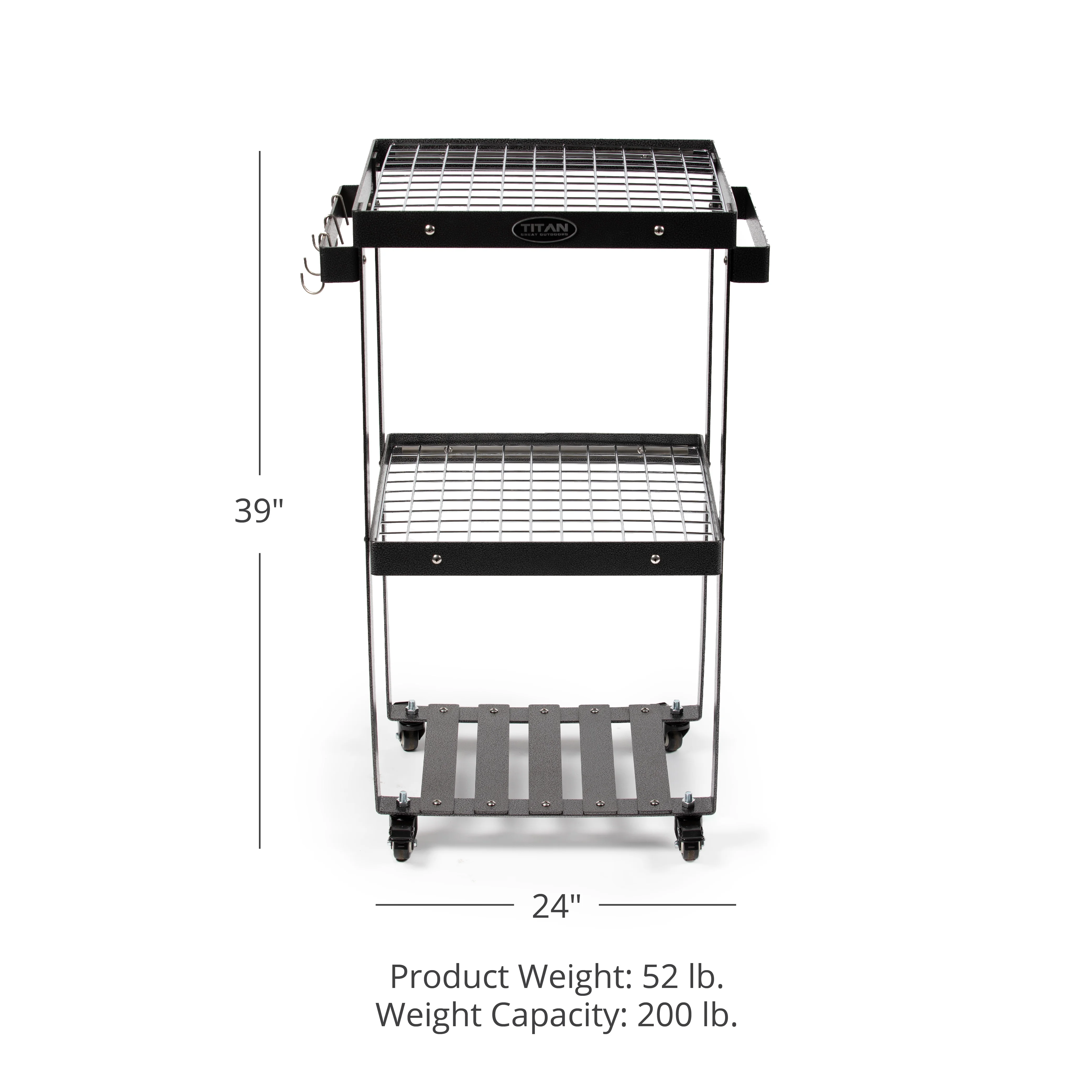 Titan Great Outdoors 3-Tier Barbecue Prep Station and Grill Accessory Serving Cart, Wire Rack Storage Shelves