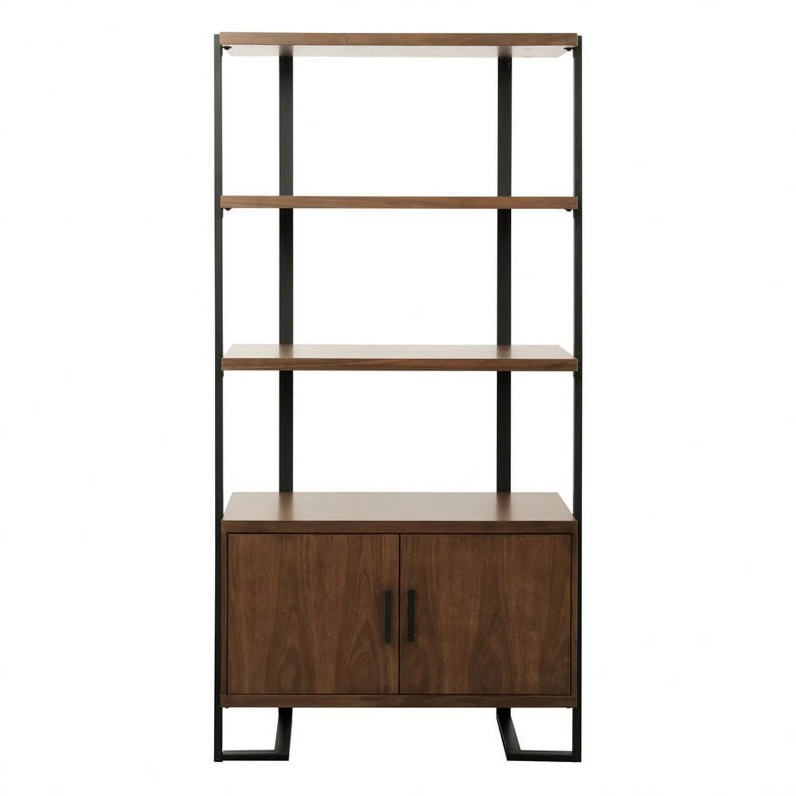 Lexicon Sedley Mid-Century Metal & Wood Bookcase in Walnut/Rustic Black