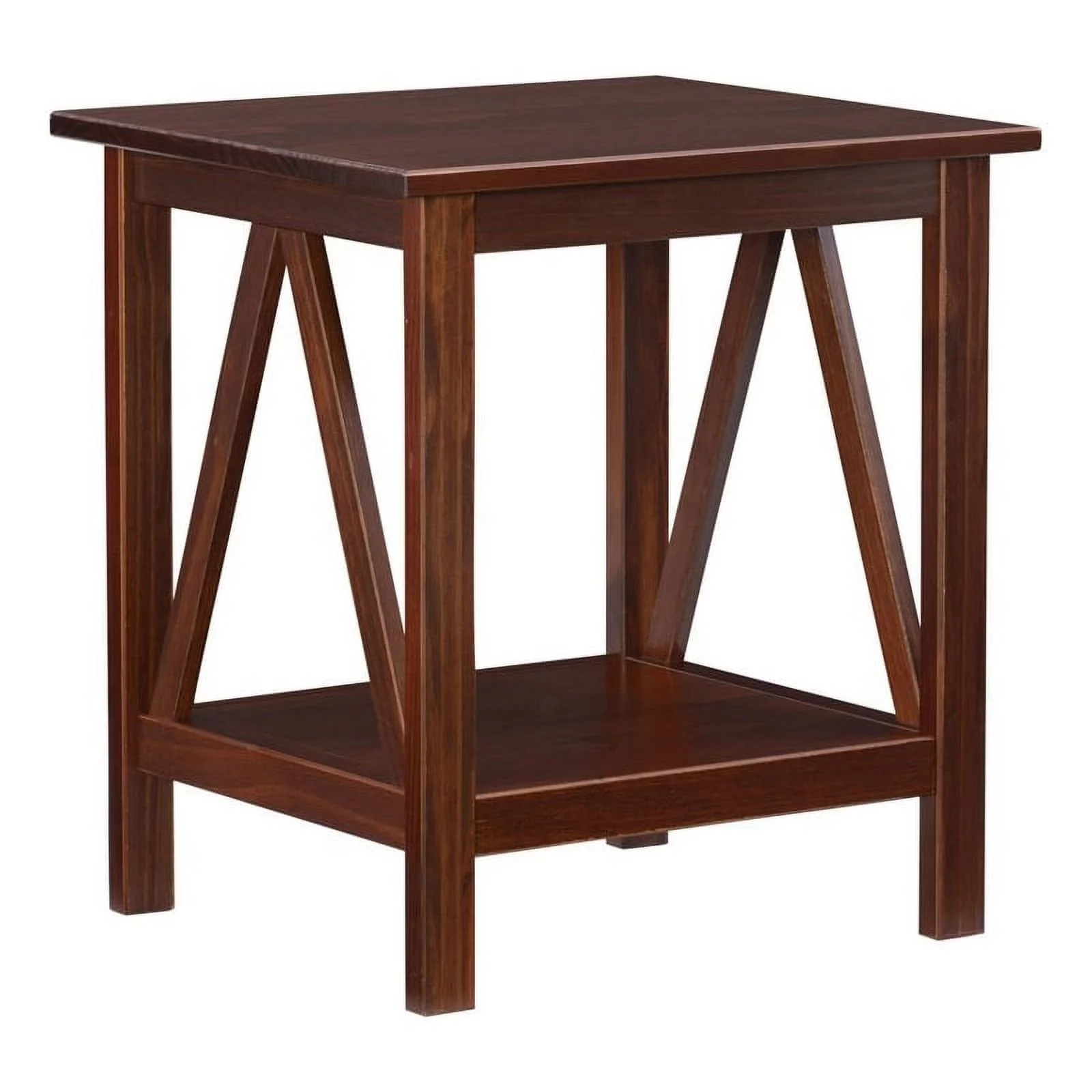 Riverbay Furniture Wood X-Design End Table in Antique Brown