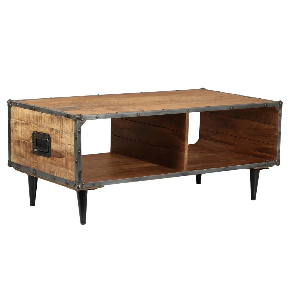 ExBrite Solid Wood Coffee Table ,Rustic Oak 24'' W X 46'' H X 19''