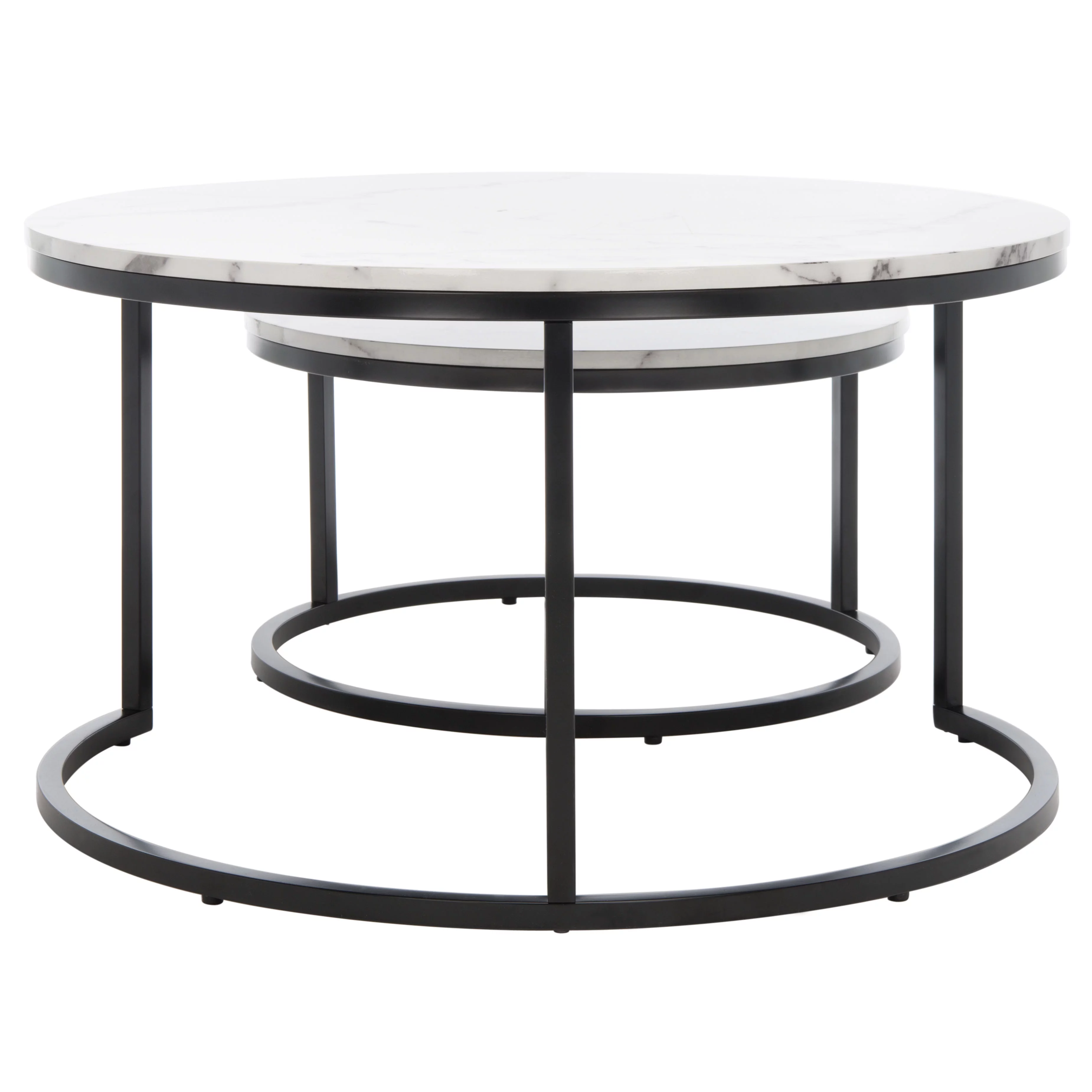 SAFAVIEH Peppino 2 Round Nesting Coffee Table, White/Black