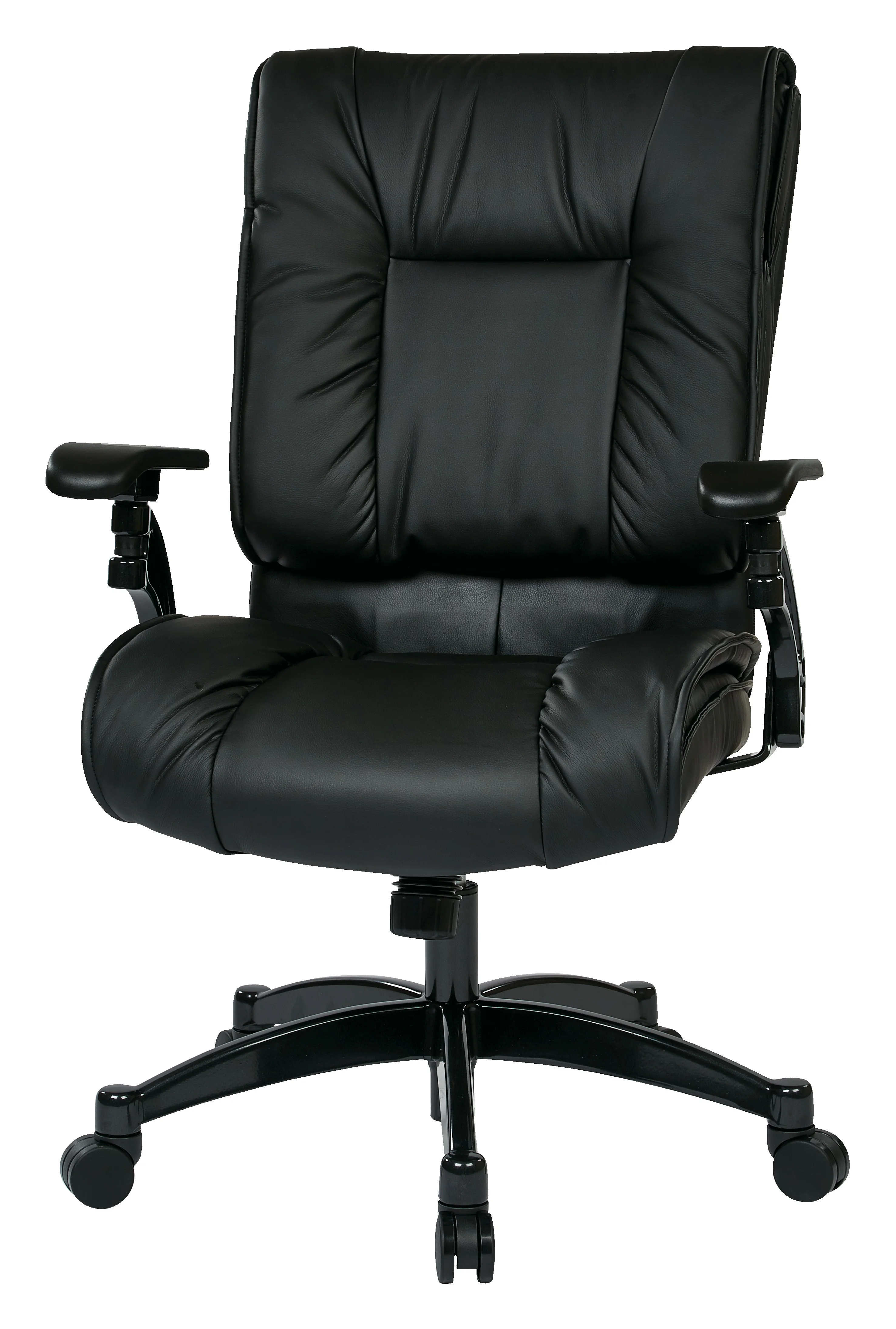 SPACE Seating SPACE Seating Black Bonded Leather Conference Chair with Cantilever Arms, and industrial steel Finish Base