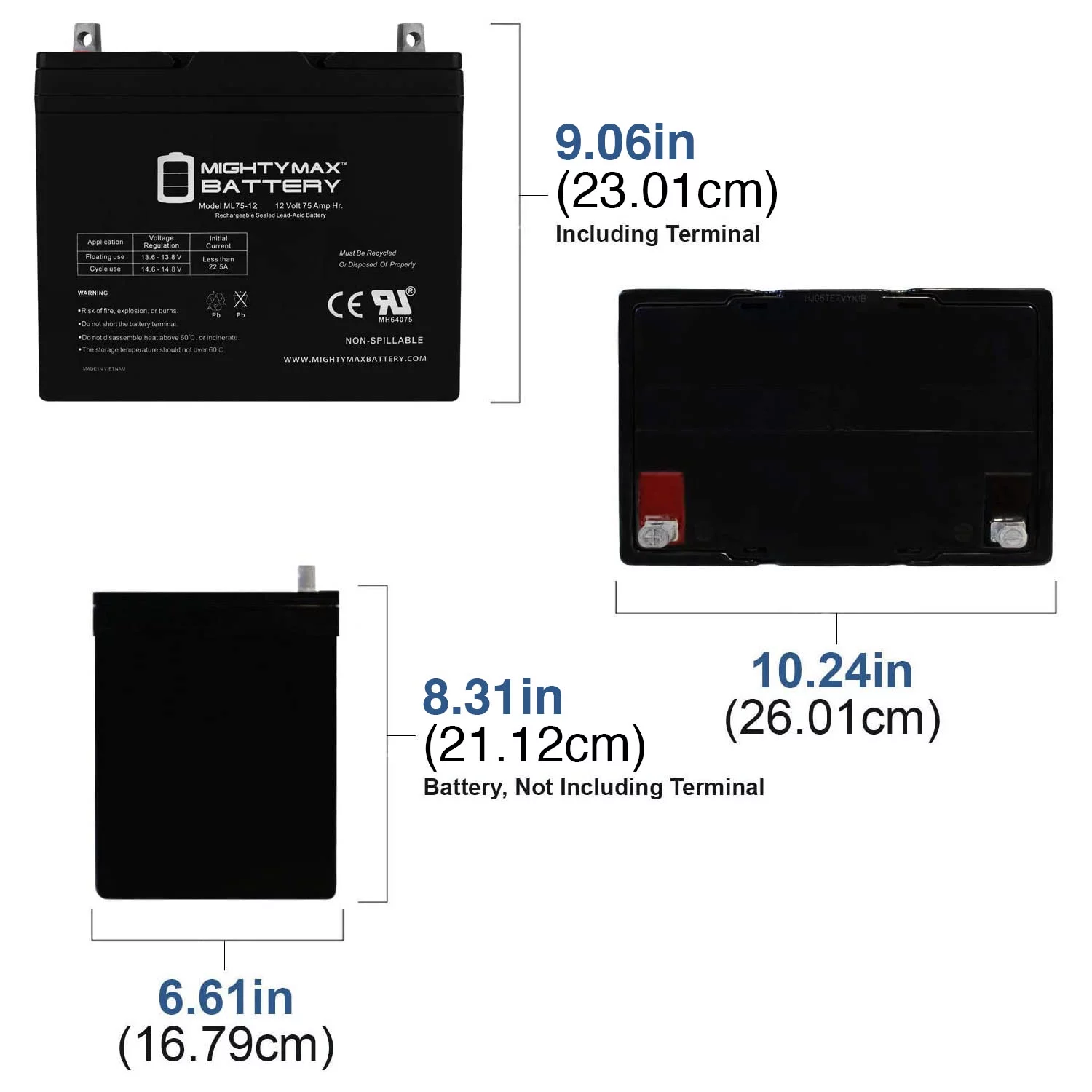 12V 75Ah SLA Battery Replacement for Quantum Rehab Q6 Edge Z