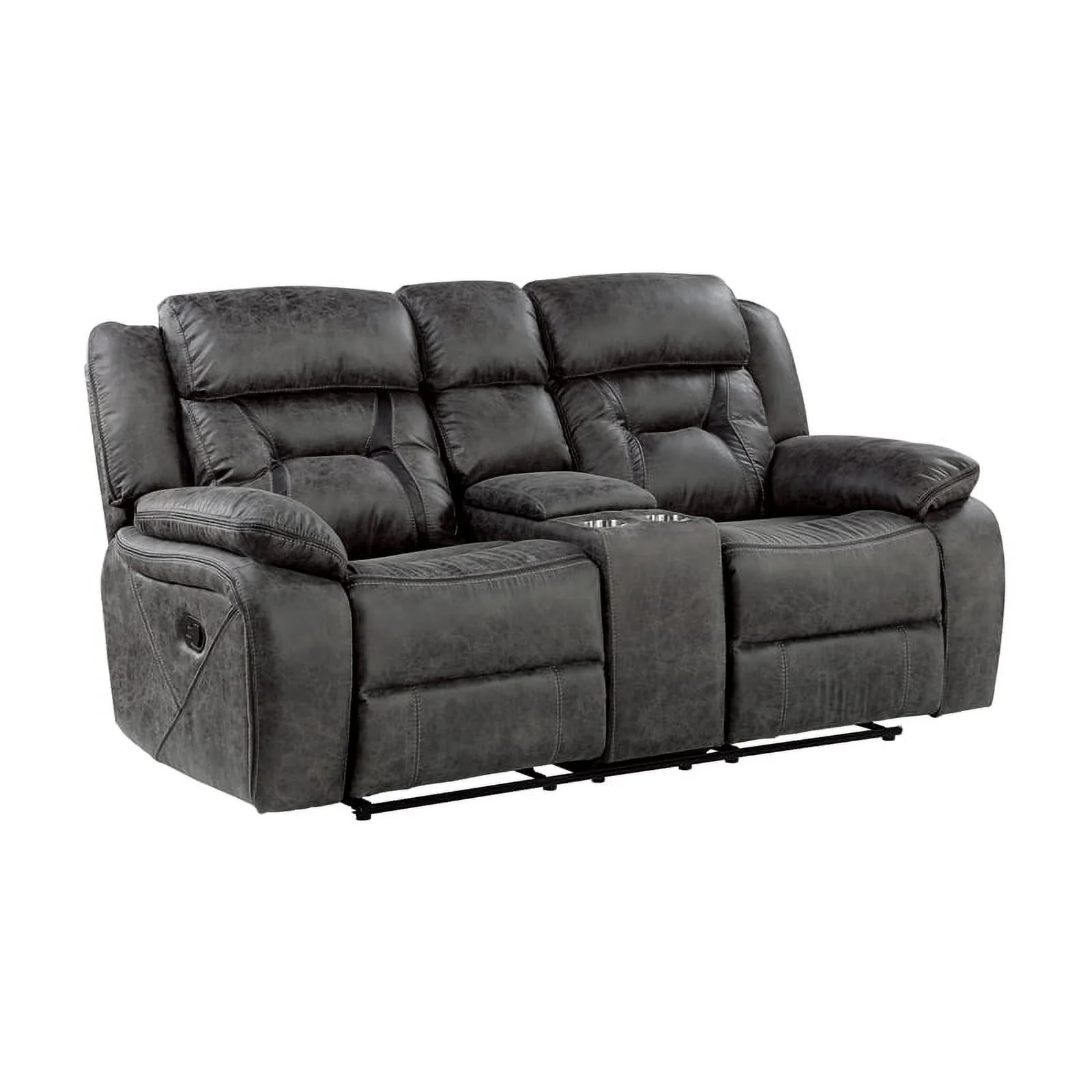 Lexicon Madrona Microfiber 2-Piece Upholstered Manual Reclining Sofa Set in Gray