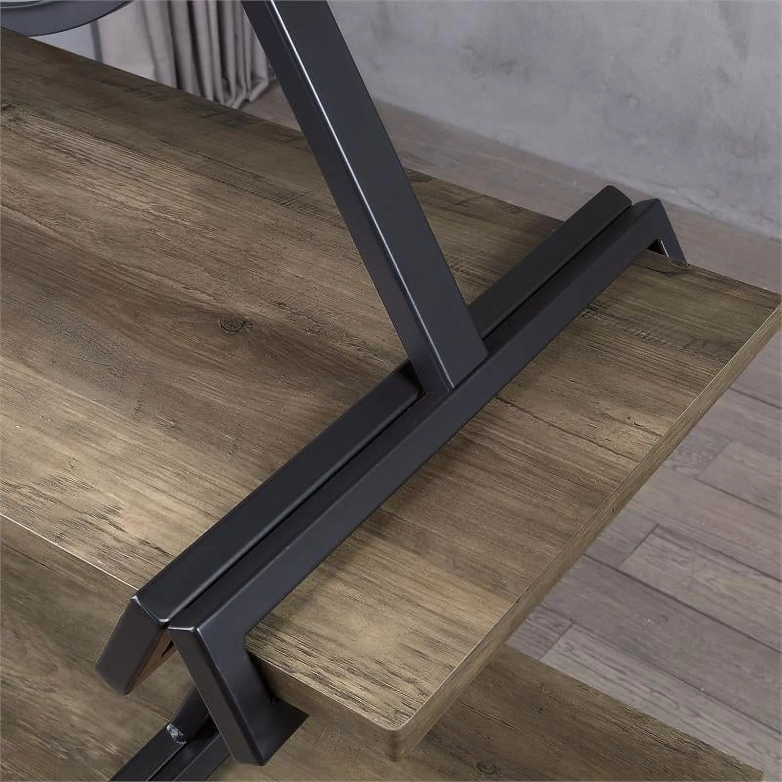 Furniture of America Burks Industrial Metal 4-Layer Bookcase in Matte Black