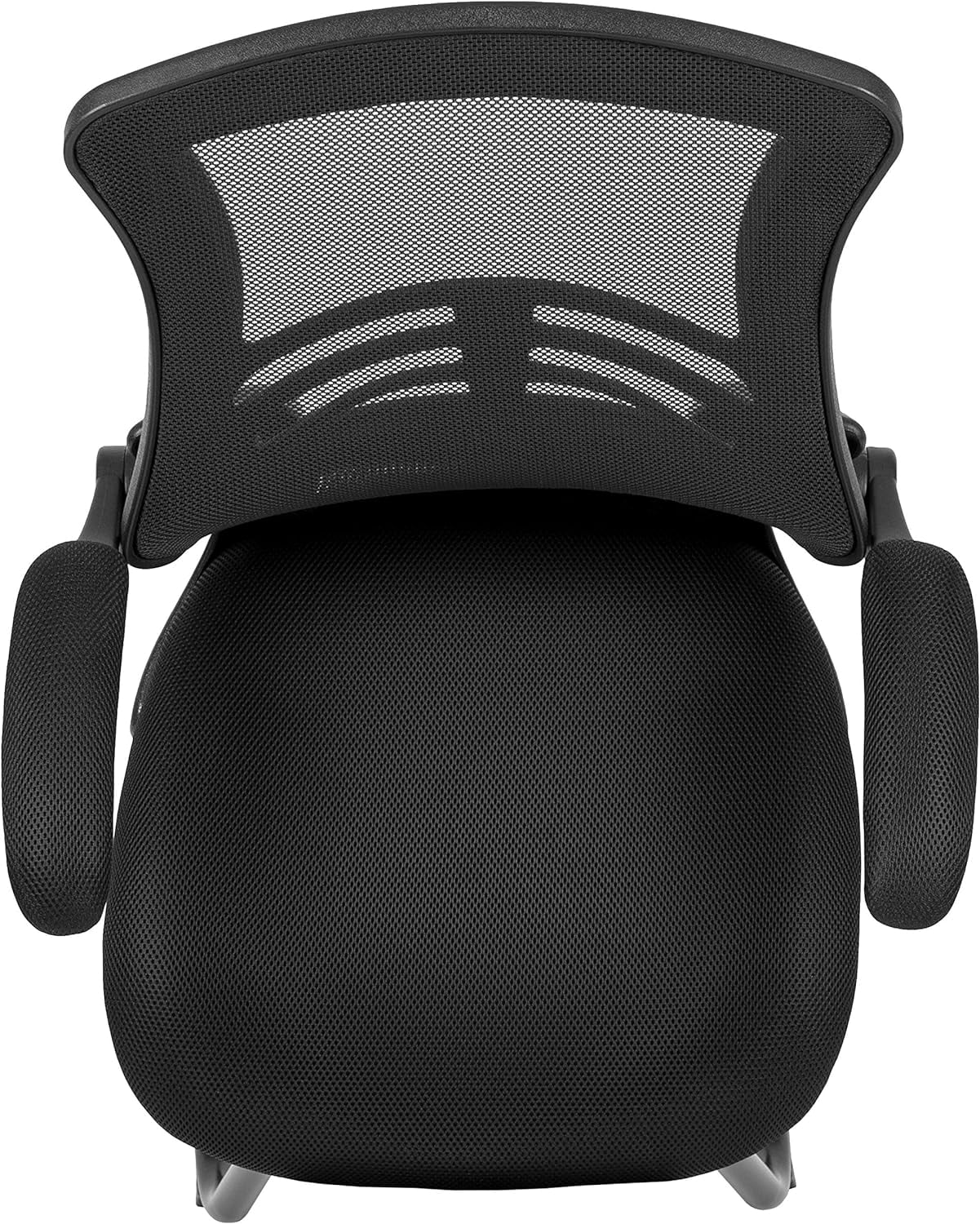 Black Mesh Sled Base Side Reception Chair With -Up Arms-Office Waiting Room