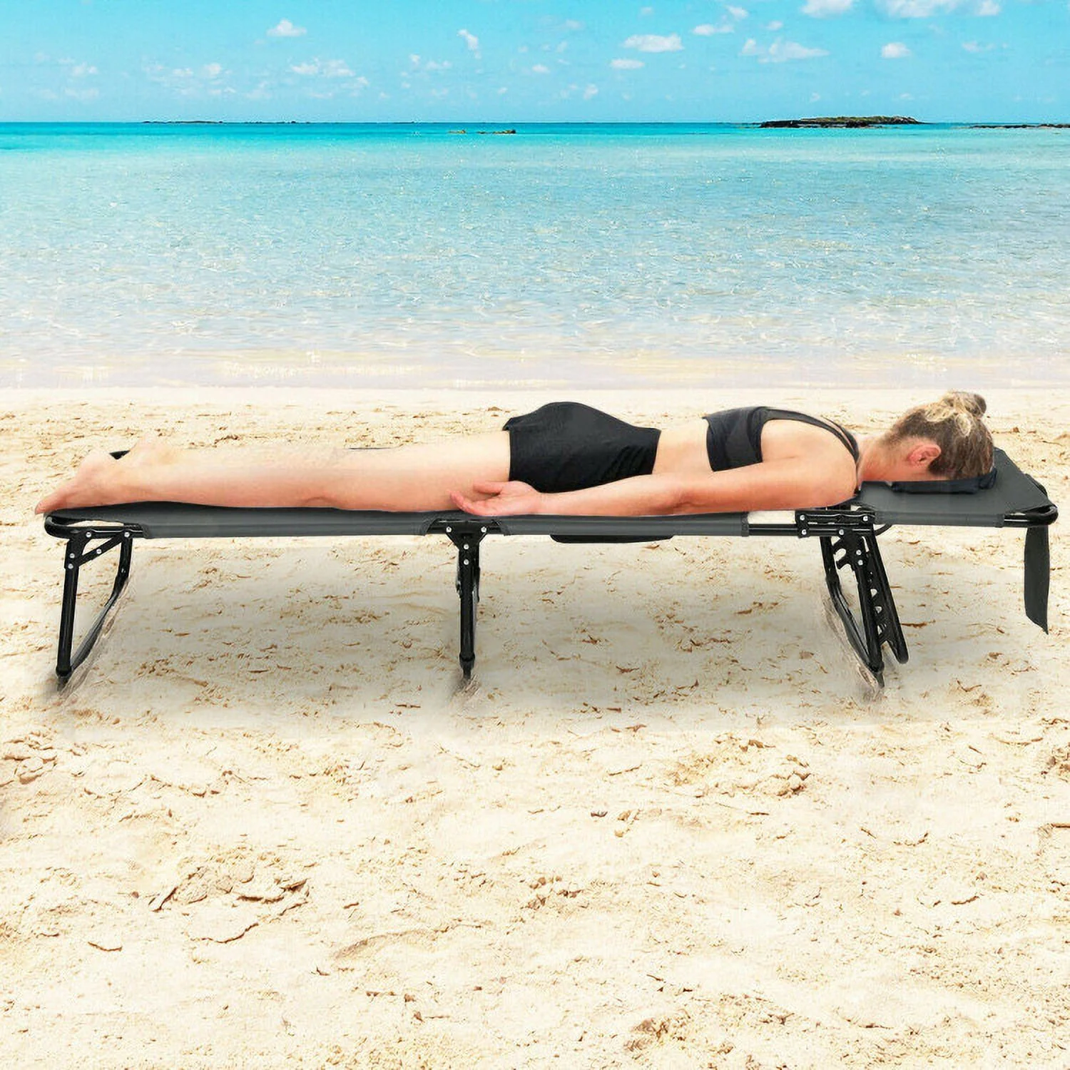 Versatile Beach Lounge Chair with Removable Pillow - 13.0 - Relax in style and comfort anywhere!