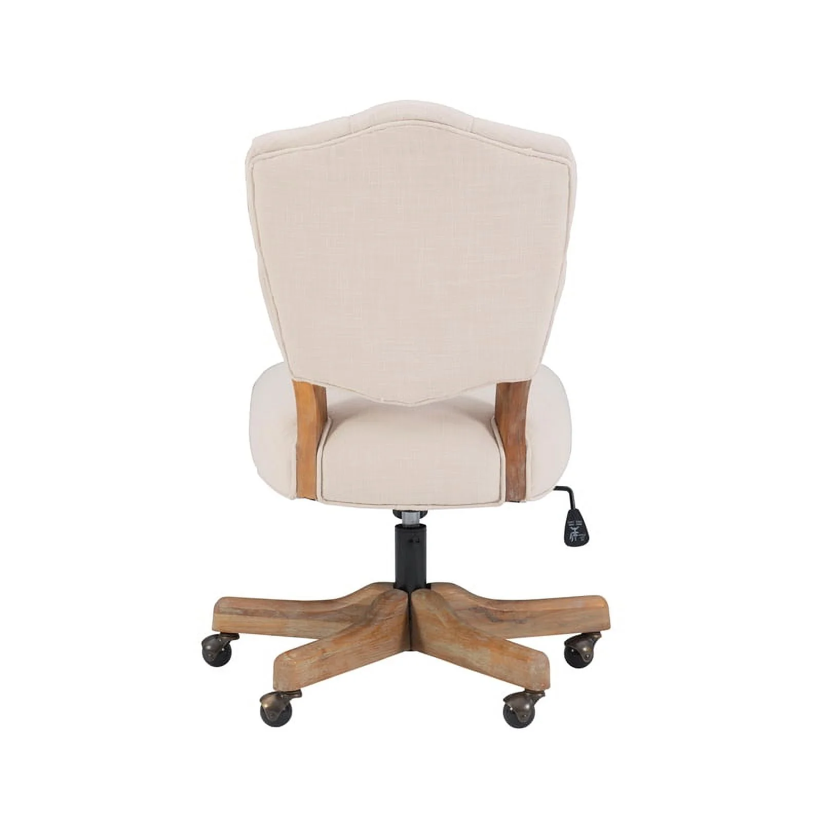 UrbanPro Wood Upholstered Swivel Office Chair in Beige