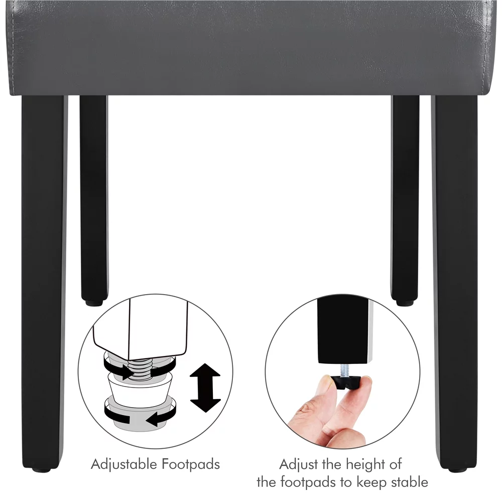 SMILE MART Modern Tufted Padded Dining Chair with Tall Back, Set of 2, Gray