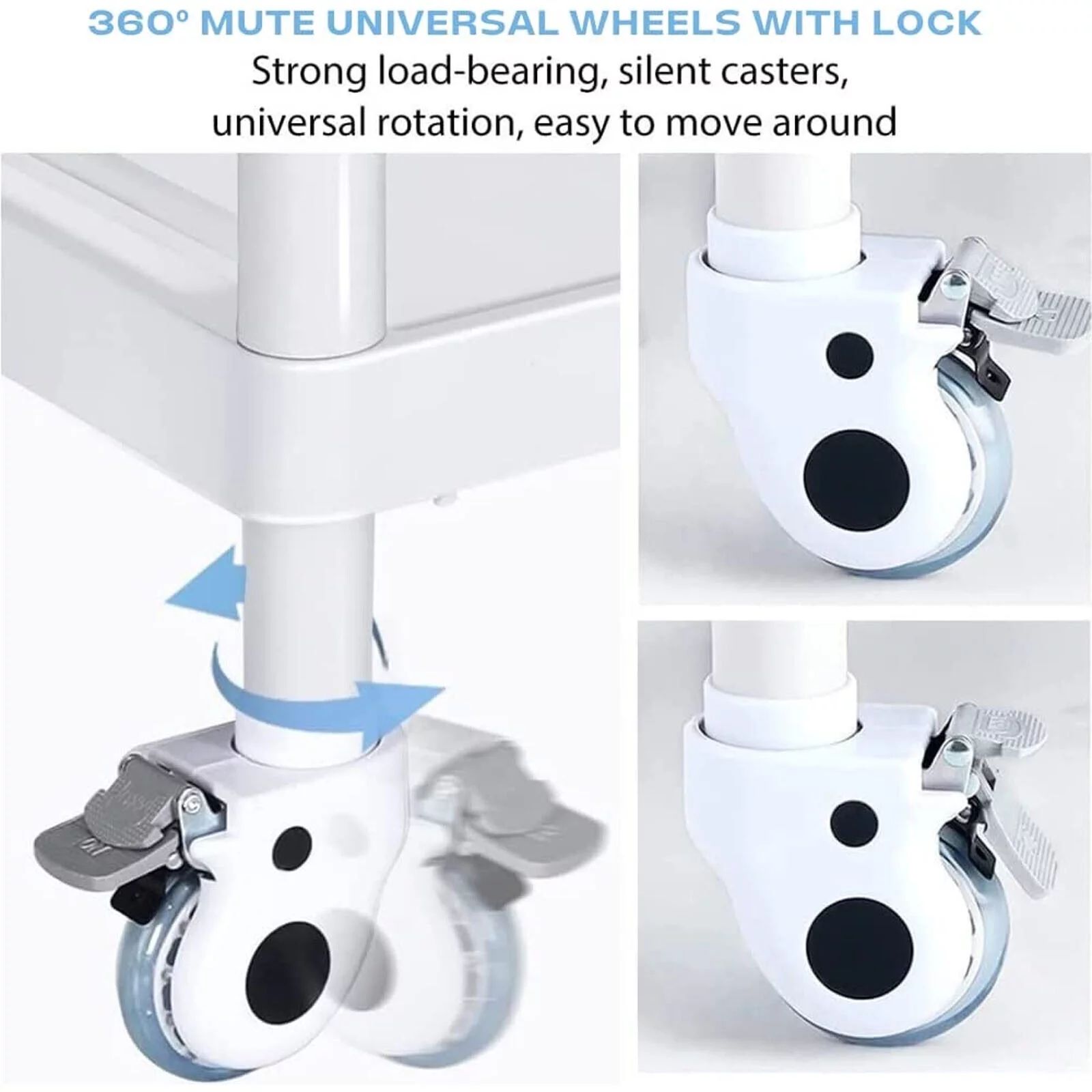 Medical Trolley Cart 3 Tier 330 Lbs Spacious Beauty Salon Rolling Utility Cart