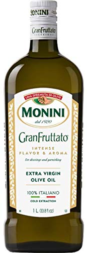 Monini Premium Extra Virgin Olive Oil | GranFruttato for Dressing and Garnishing | Cold Extracted Process, Intense Flavor & Aroma | 33.8oz (1L)