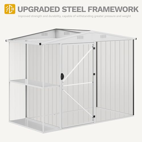 DWVO 6x4ft Storage Shed for Outdoors, Metal Sturdy Weatherproof Tool Locker with Secure Door and Ventilation for Equipment, Mowers, Bikes, Outdoor Spaces, Dark Gray