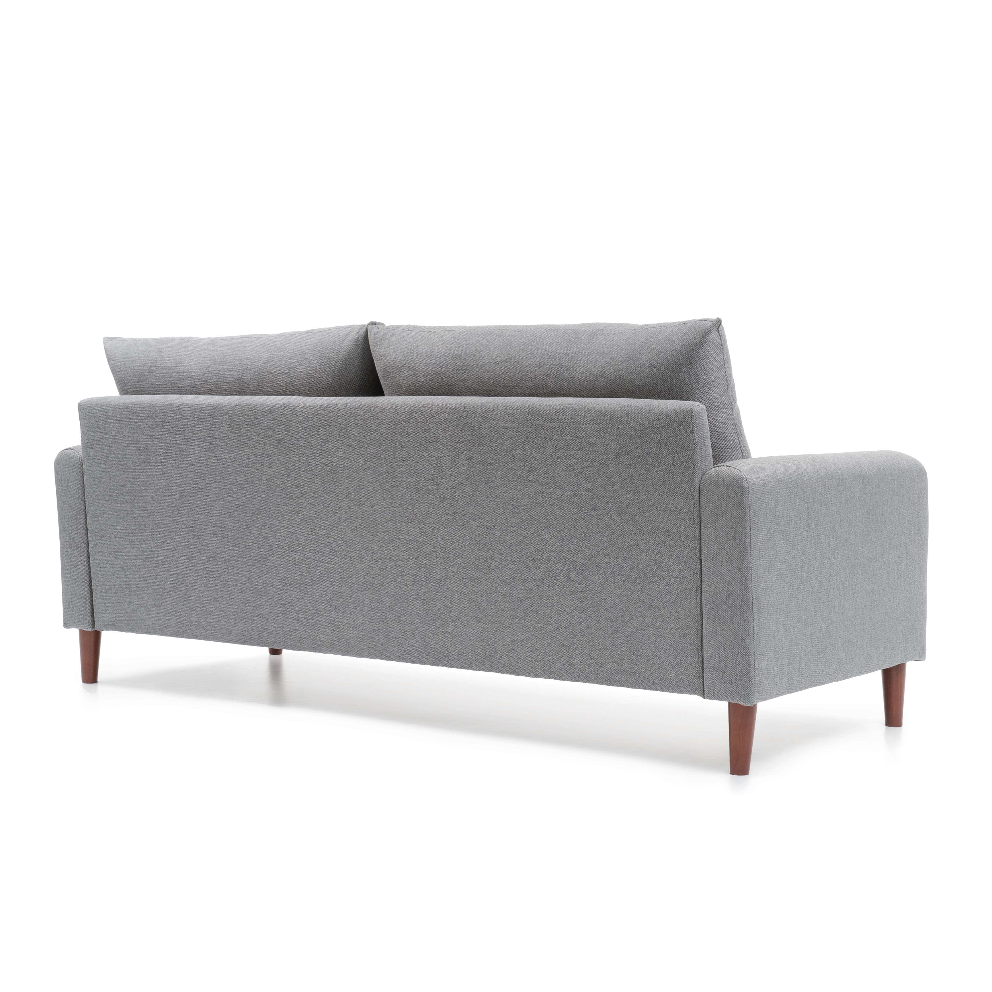 Mellow Mae Mid-Century Modern Sofa with Curved Arms, Light Grey
