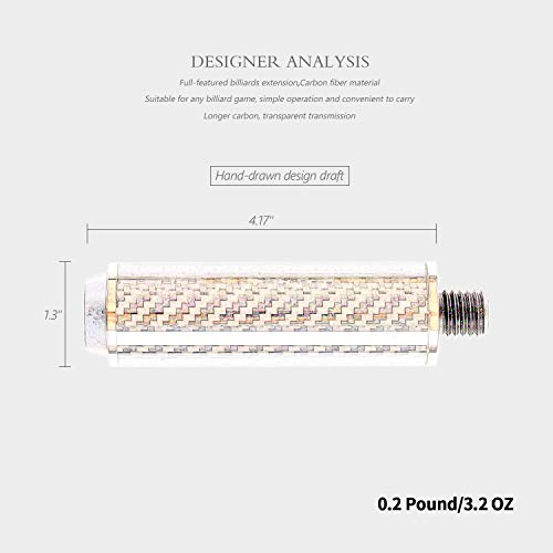 KONLLEN Pool Cue Extension 2'' 3'' 4'' 6'' 8'' 12'' Carbon Fiber Billiard Cue Extension Billiard Accessories for Pool Sticks