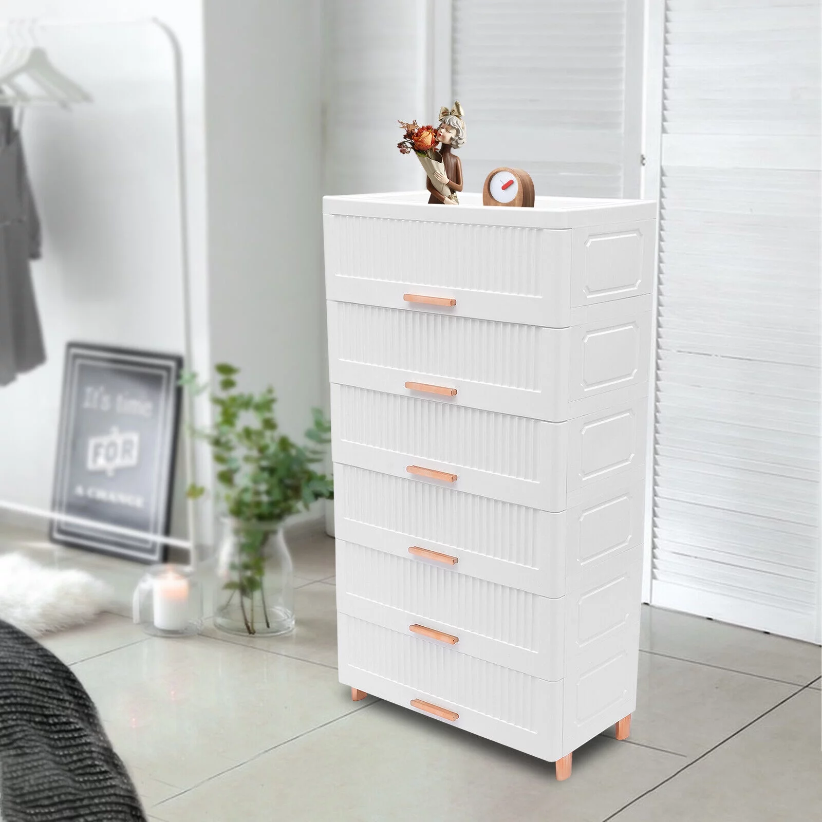 6-Drawer Chest Dresser Storage Tower Closet Organizer Bedroom Plastic White