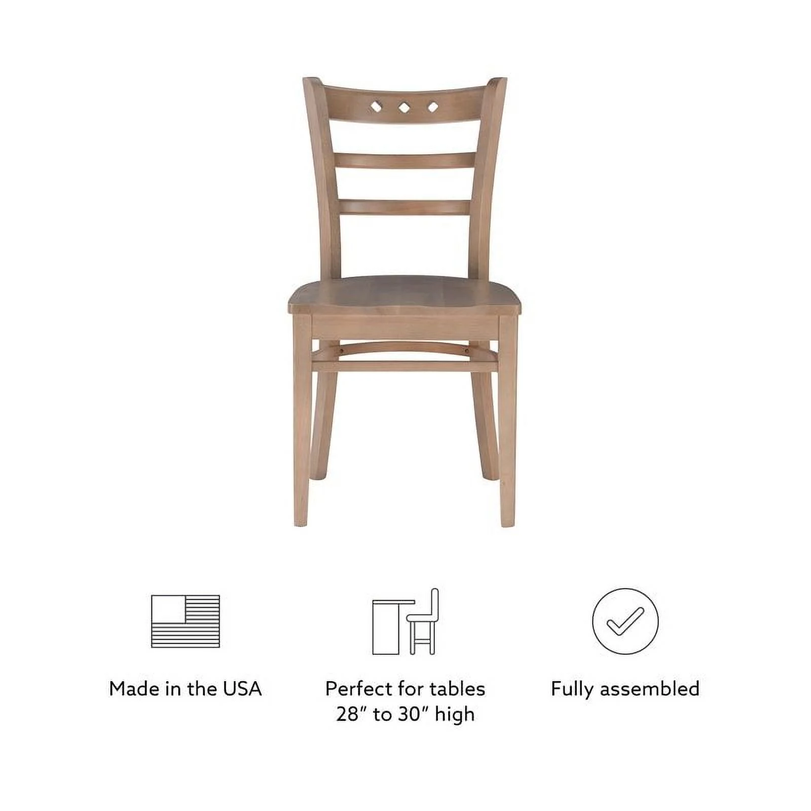 Linon Sloan Solid Wood Commercial Grade Set of Two Chairs in Natural