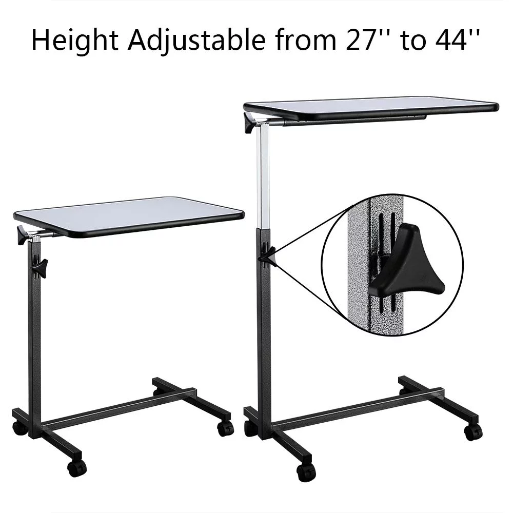Ktaxon Adjustable Overbed Bedside Table with Wheels Gray