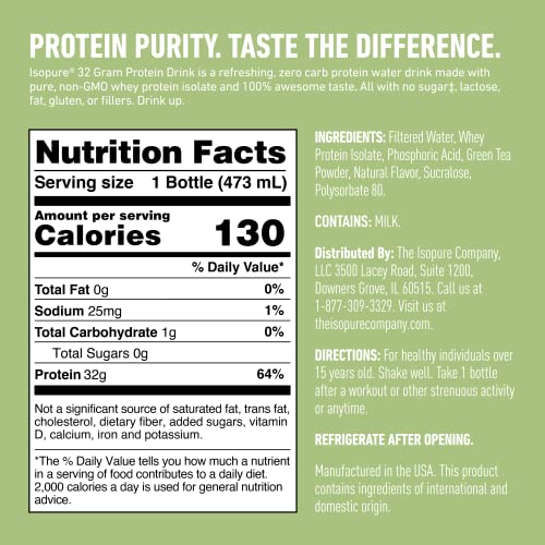 Isopure Zero Carb 32g Clear Protein Ready-to-Drink, Whey Protein Isolate, Blue Raspberry, 12 Pack (Packaging May Vary)