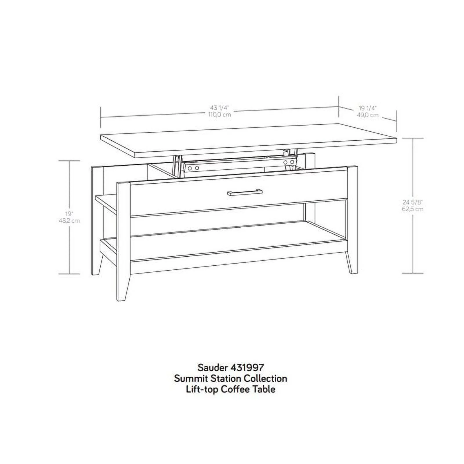 Pemberly Row Engineered Wood Lift-Top Coffee Table in Glacier Oak