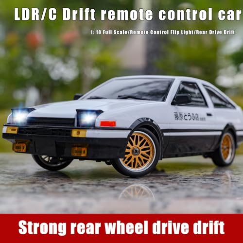 LD1899 1/18 RC Drift Car GTR R34 2.4GHz RWD with Gyroscope on-Road Alloy Body Shell Racing Cars Radio Control (Blue)