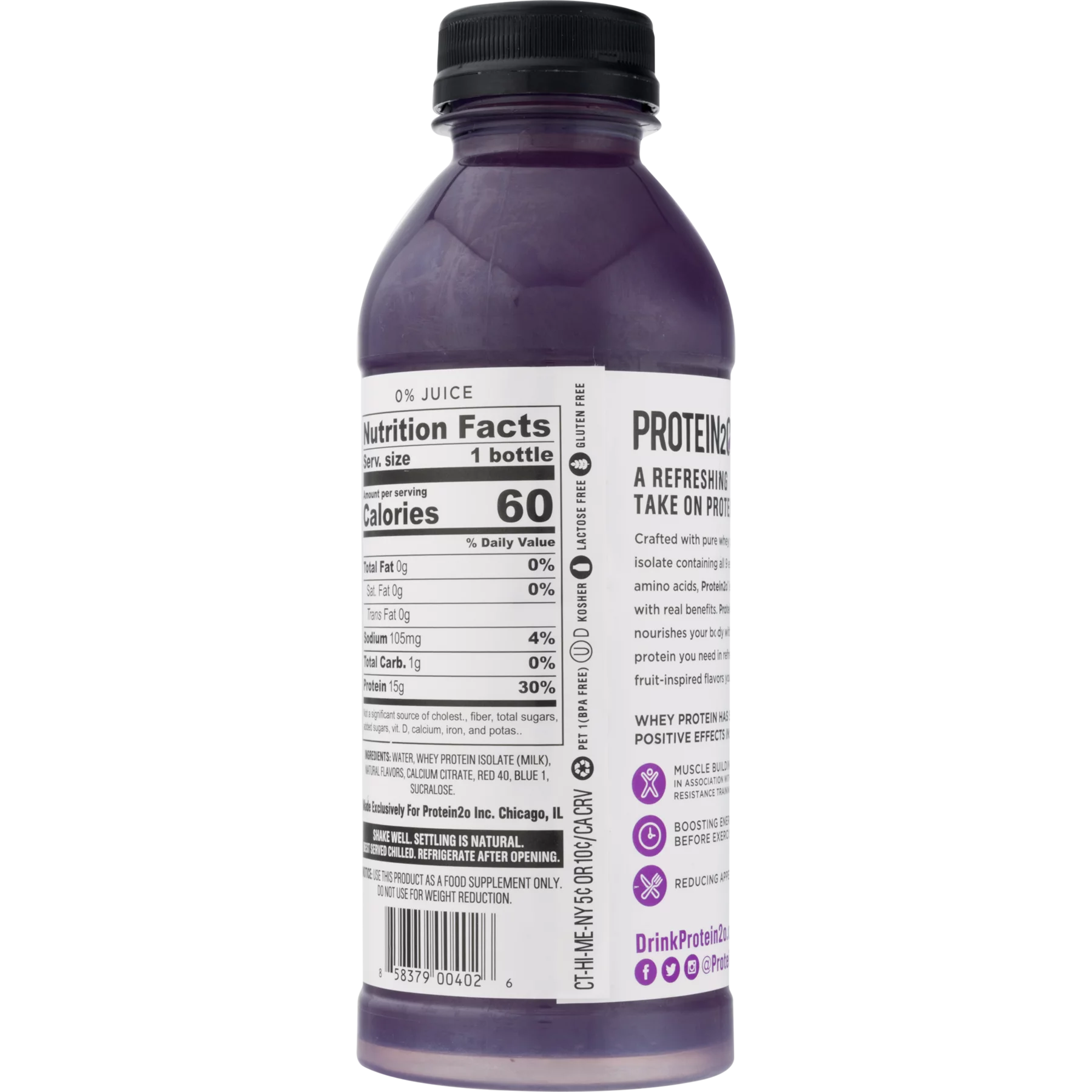 Protein2o 15g Whey Protein Infused Water, Harvest Grape, 16.9 oz Bottle (1 Count)