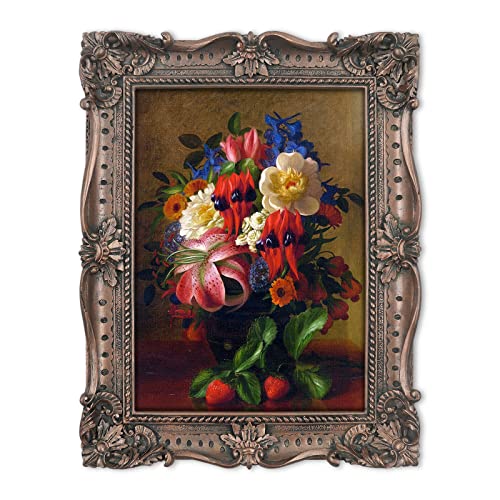 SIMON'S SHOP Black Picture Frame 11x14 Matted to 8x10, Vintage 11x14 Picture Frame with Mat, Victorian Gothic Poster Frame for Gallery Wall and Tabletop Display