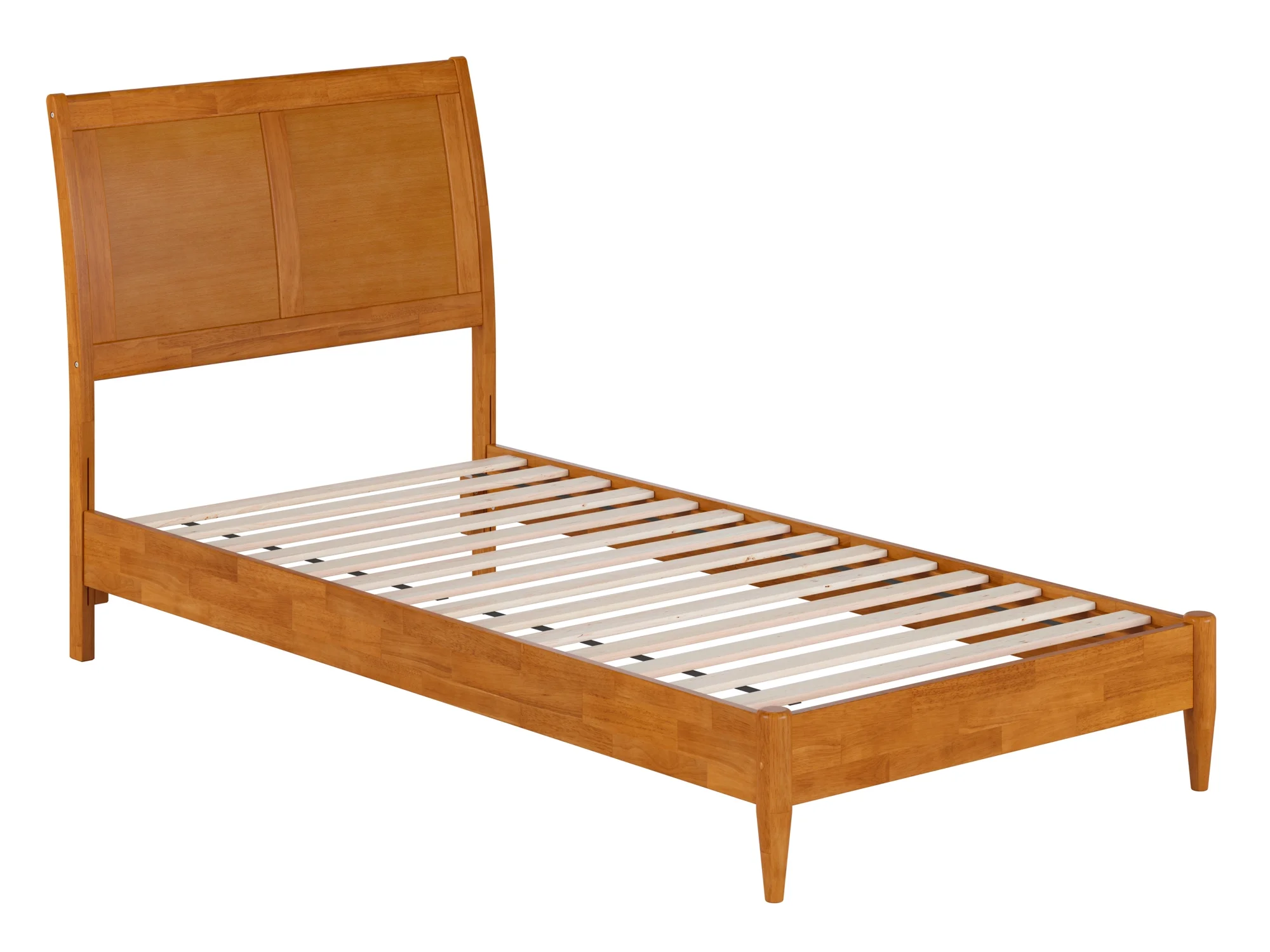 AFI Valencia Twin XL Solid Wood Low Profile Sleigh Platform Bed, Light Toffee