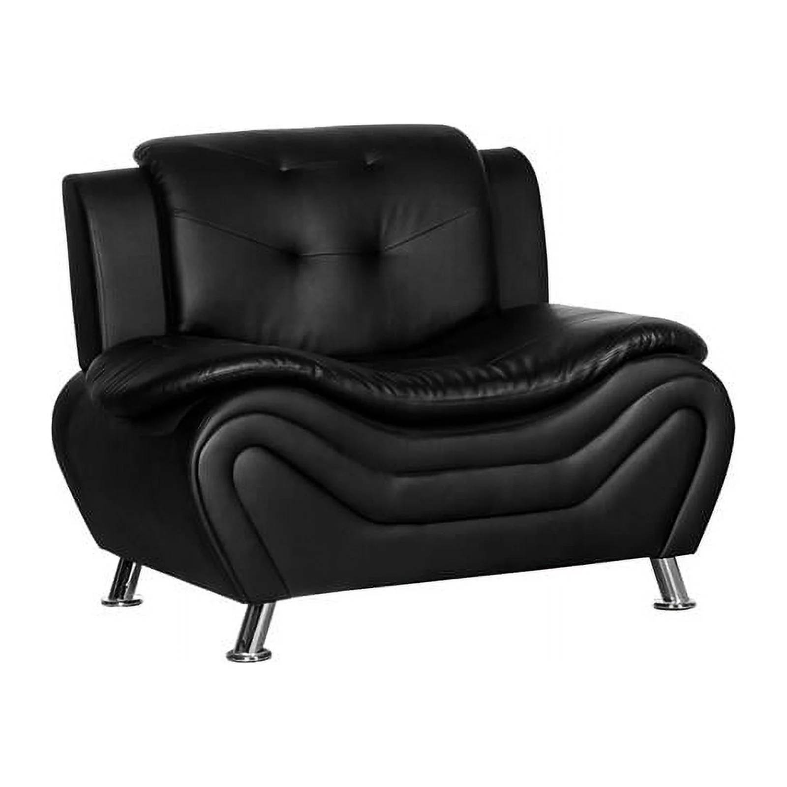 3 Piece Living Room Set with Sofa Loveseat and Armchair in Black